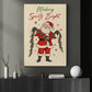 Christmas Quote Santa Claus Canvas Painting, Making Spirits Bright Wall Art Decor, Xmas Poster Gift To Decor House Or Office