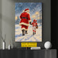 Personalized Christmas Santa and Football Boy Canvas Painting, Santa's Little Football Star Wall Art Decor, Xmas Poster Gift For Football Lover