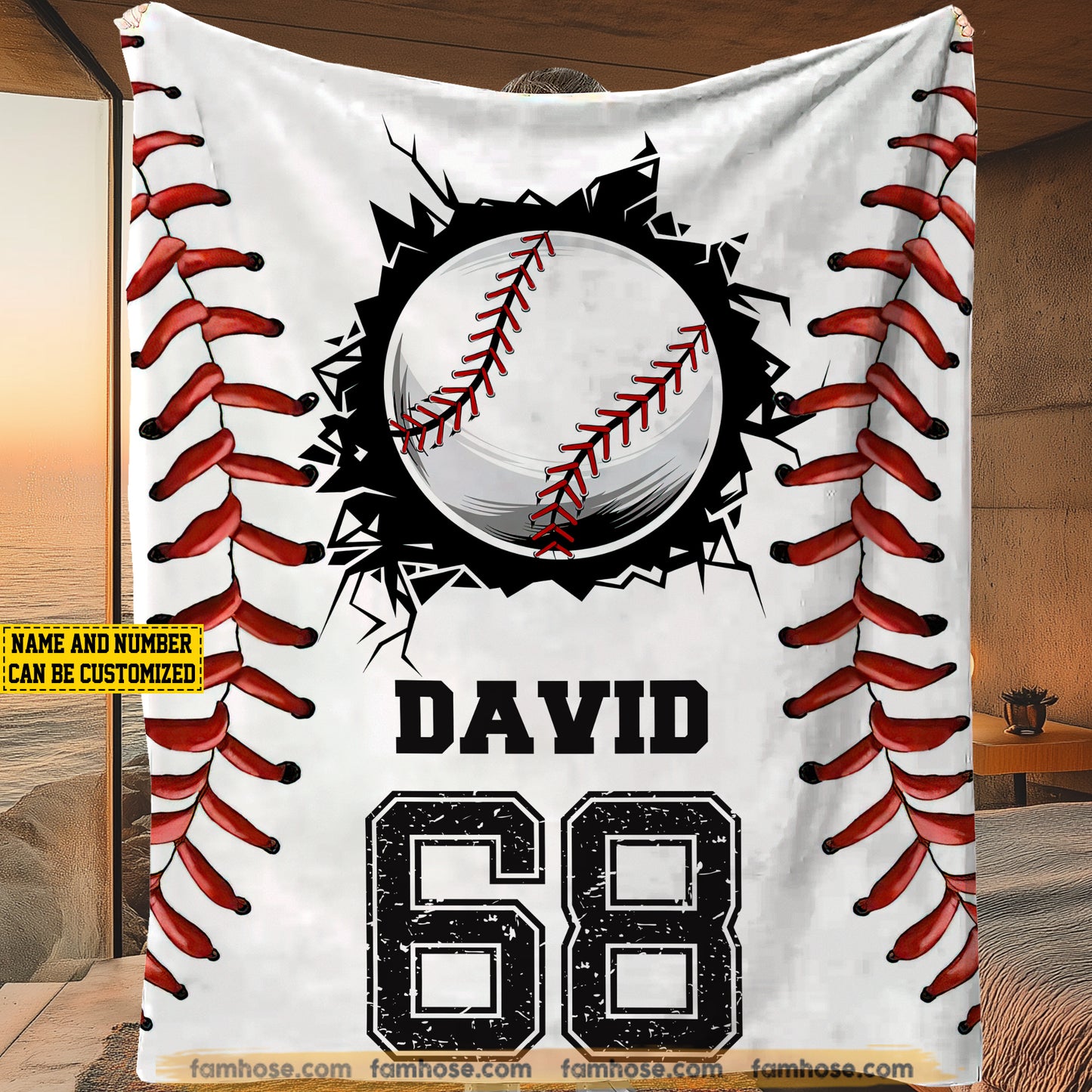 Personalized Baseball Fleece Blanket, Hit A Home Run Sport Woven Blanket, Cool Sherpa Blanket Gift For Baseball Lovers