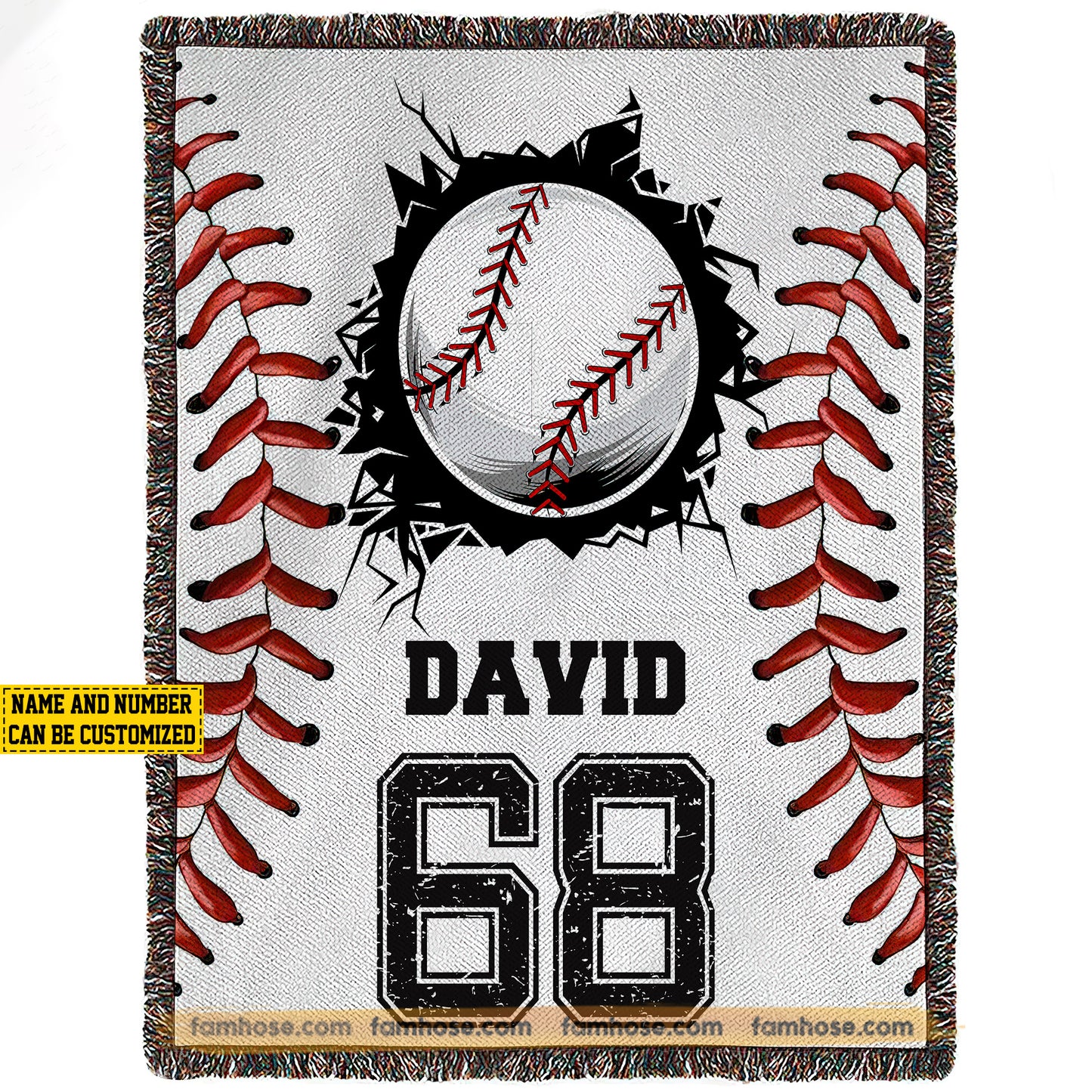 Personalized Baseball Fleece Blanket, Hit A Home Run Sport Woven Blanket, Cool Sherpa Blanket Gift For Baseball Lovers