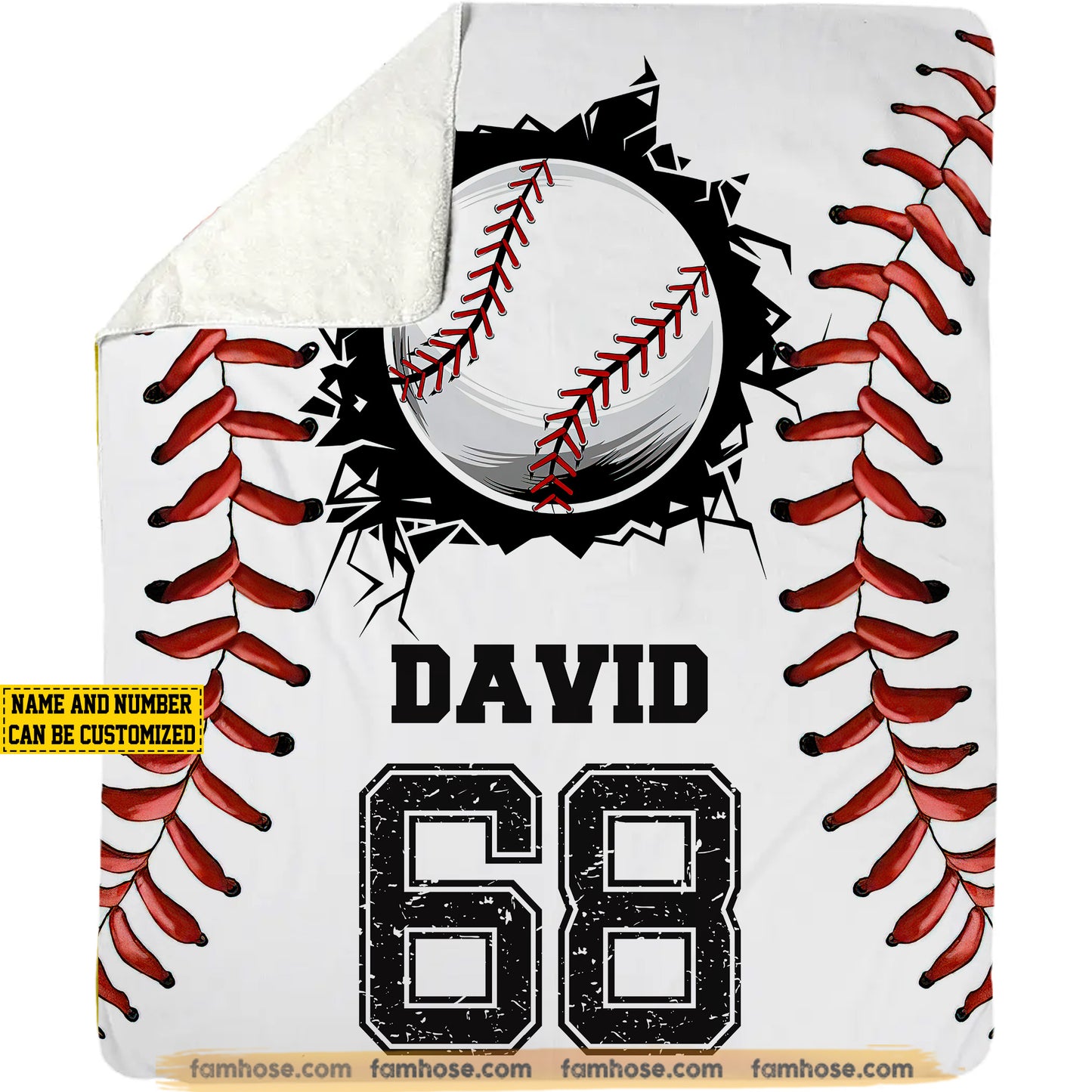 Personalized Baseball Fleece Blanket, Hit A Home Run Sport Woven Blanket, Cool Sherpa Blanket Gift For Baseball Lovers