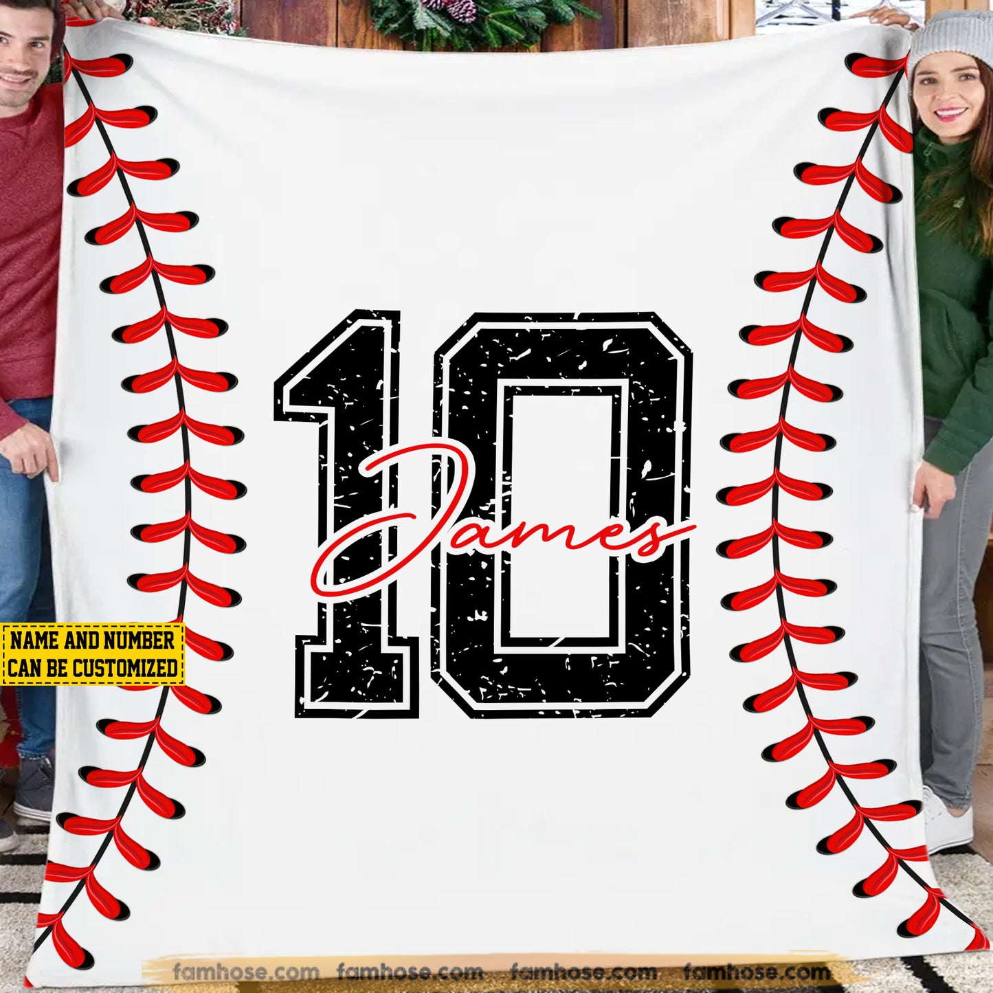 Personalized Baseball Fleece Blanket, Pitch Perfect Comfort Sport Woven Blanket, Cool Sherpa Blanket Gift For Baseball Lovers