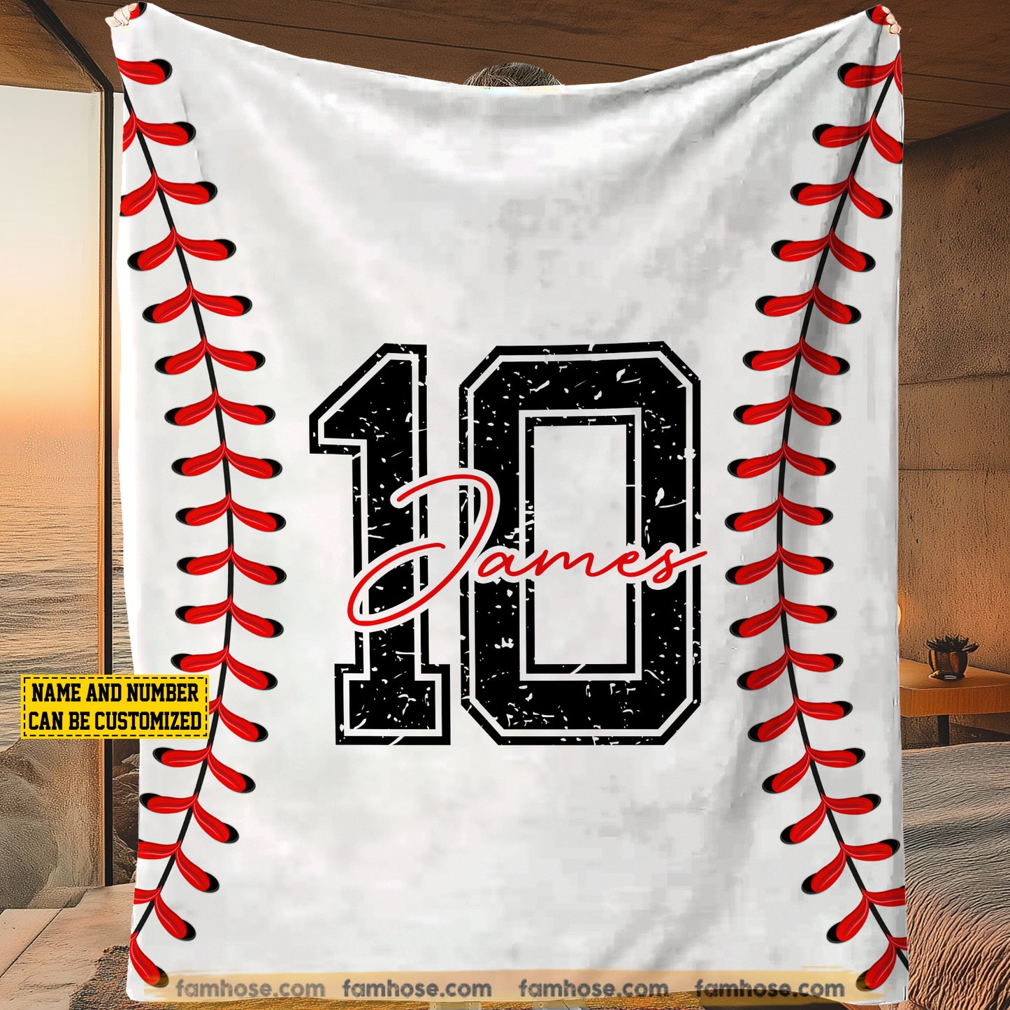 Personalized Baseball Fleece Blanket, Pitch Perfect Comfort Sport Woven Blanket, Cool Sherpa Blanket Gift For Baseball Lovers