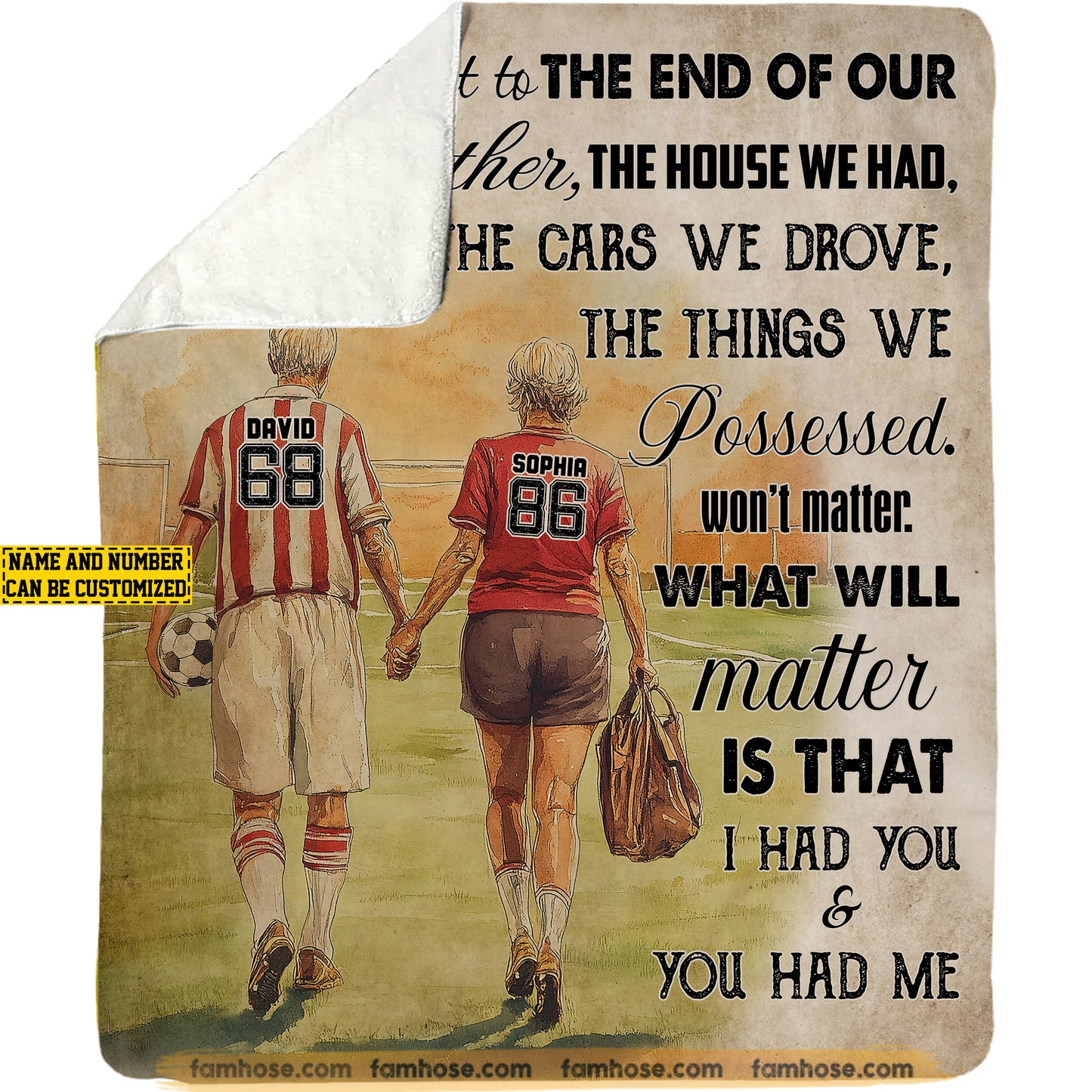 Personalized Soccer Fleece Blanket, The Cars We Drove The Things We Possessed Sport Woven Blanket, Cool Sherpa Blanket Gift For Old Soccer Couples