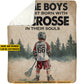 Personalized Lacrosse Boy Fleece Blanket, Born With Lacrosse In Their Souls Woven Blanket, Cool Sherpa Blanket Gift For Kids, Lacrosse Lovers