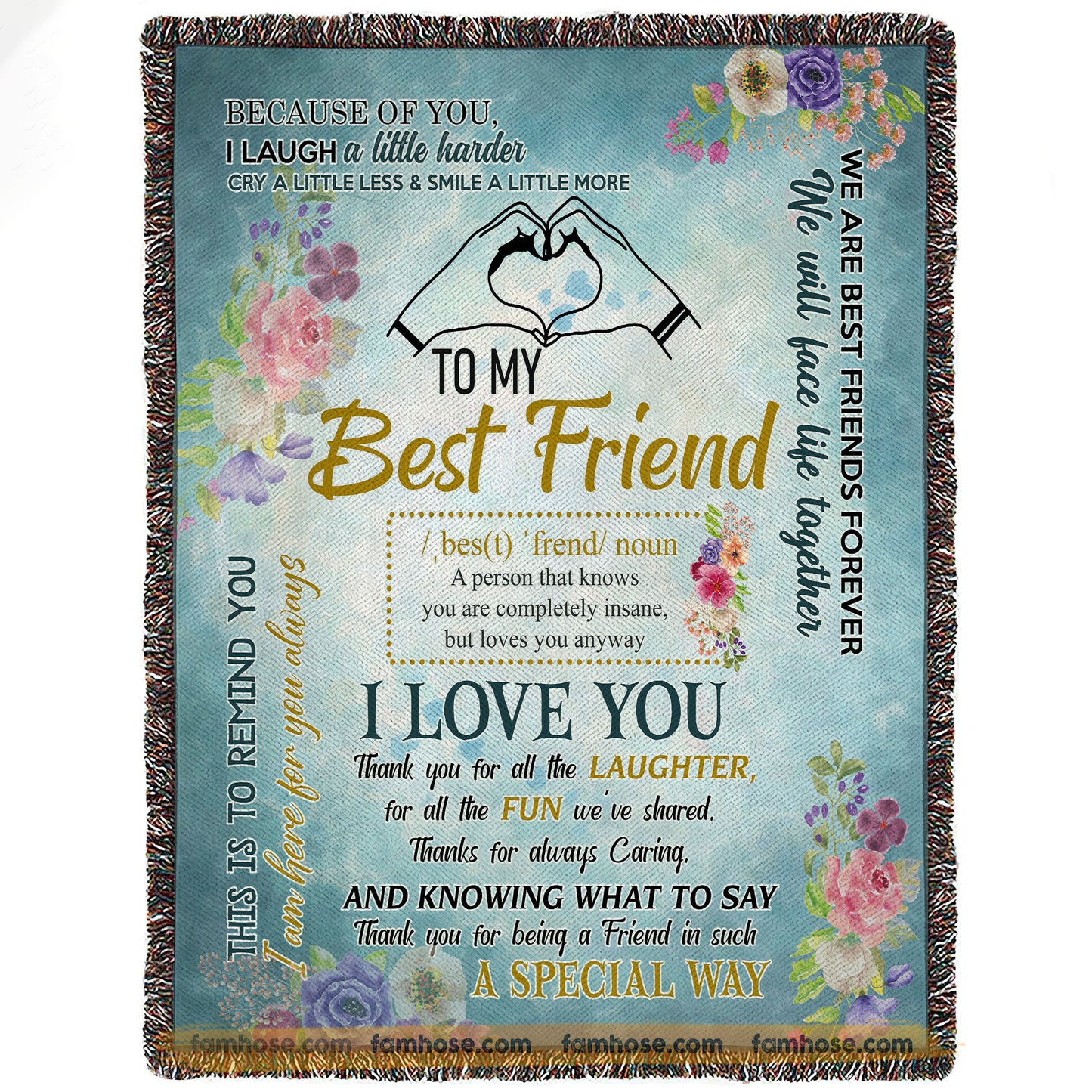 Vintage To My Best Friend Fleece Blanket, We Will Face Life Together Woven Blanket - Sherpa Blanket Gift For Your Best Friend