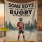 Personalized Rugby Boy Fleece Blanket, Born With Rugby In Their Souls Woven Blanket, Cool Sherpa Blanket Gift For Kids, Rugby Lovers