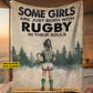 Personalized Rugby Kids Fleece Blanket, Some Girls Born With Rugby In Their Souls Sport Woven Blanket - Sherpa Blanket Gift For Rugby Girls, Rugby Lovers