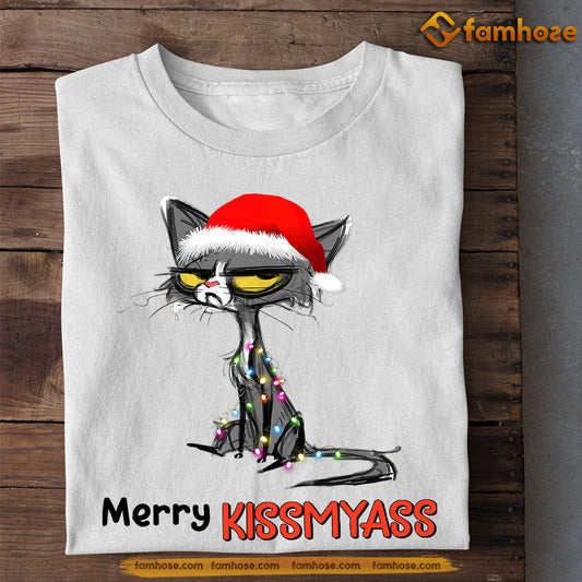 Funny Cat Christmas T-shirt, Kiss My Ass, Gift For Cat Lovers, Cat Tees, Cat Owners