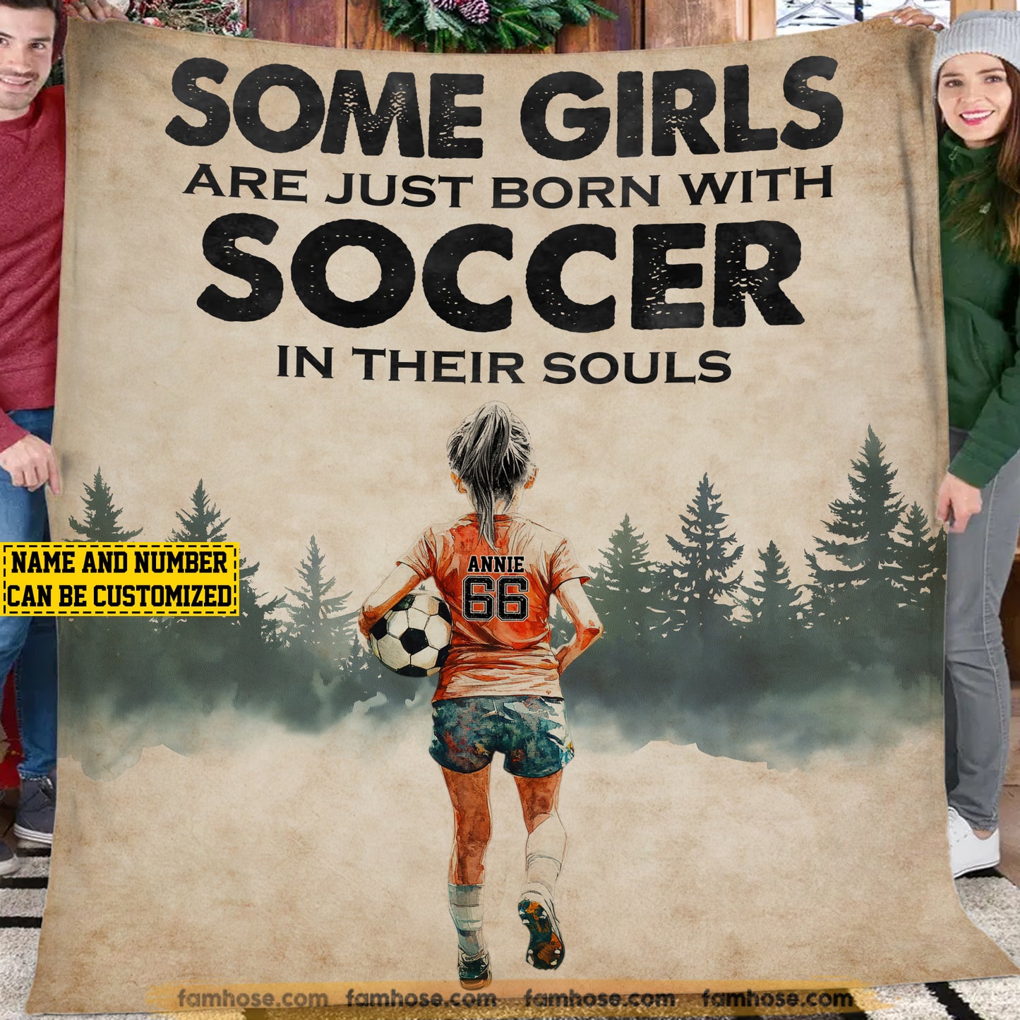 Personalized Soccer Fleece Blanket, Some Girls With Soccer In Their Souls Sport Woven Blanket, Cool Sherpa Blanket Gift For Soccer Girls, Soccer Lovers