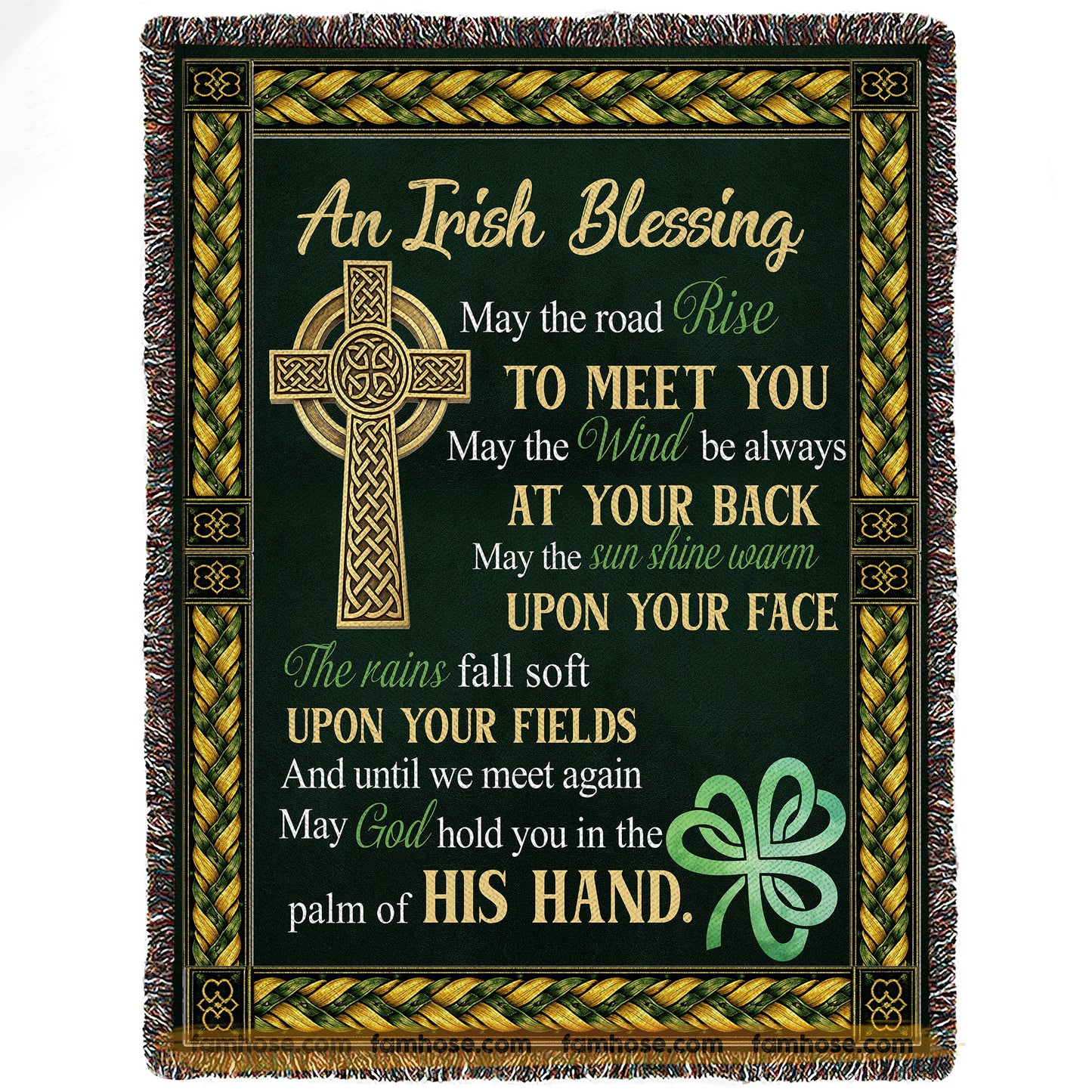 Lucky Shamrock God Fleece Blanket, An Irish Blessing Woven Blanket, Sherpa Blanket St Patrick's Day Gift For For Irish Lover