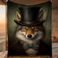 Fox Victorian Fleece Blanket, Gentleman Fox Woven Blanket - Sherpa Blanket Gift For Victorian Animals Lovers