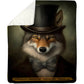 Fox Victorian Fleece Blanket, Gentleman Fox Woven Blanket - Sherpa Blanket Gift For Victorian Animals Lovers