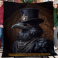Cool Victorian Raven Fleece Blanket, The Noble Raven Woven Blanket - Sherpa Blanket Gift For Victorian Animal Lovers