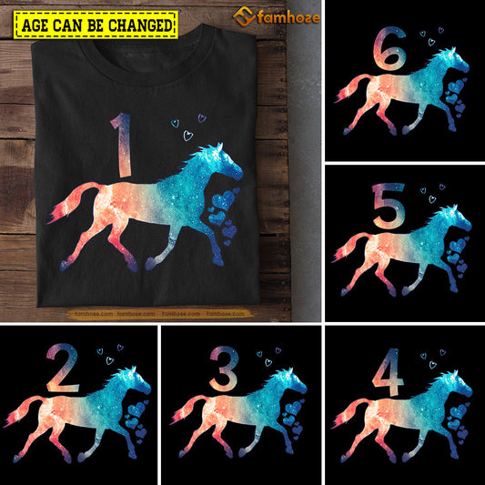 Horse Birthday T-shirt, Horse Riding Birthday Tees Gift For Kids Boys Girls Horse Lovers, Age Can Be Changed