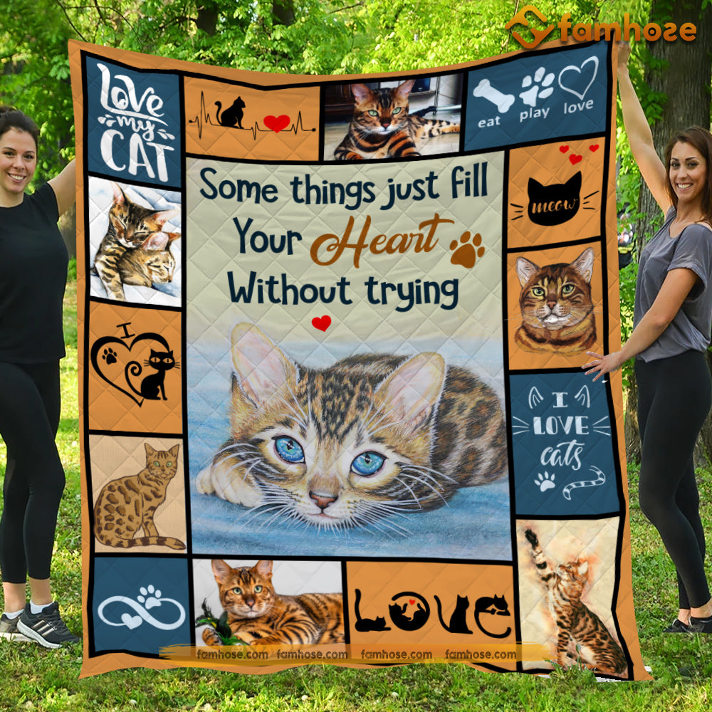 Cat Blanket, Some Things Just Fill Your Heart Without Trying Fleece Blanket - Sherpa Blanket Gift For Cat Lover, Cat Owners