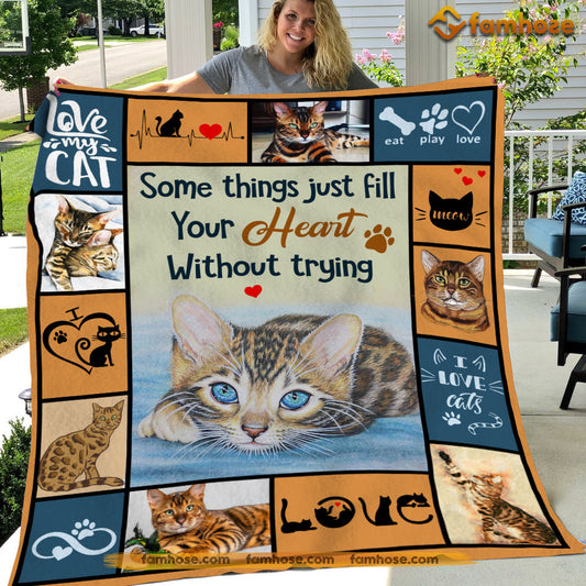 Cat Blanket, Some Things Just Fill Your Heart Without Trying Fleece Blanket - Sherpa Blanket Gift For Cat Lover, Cat Owners