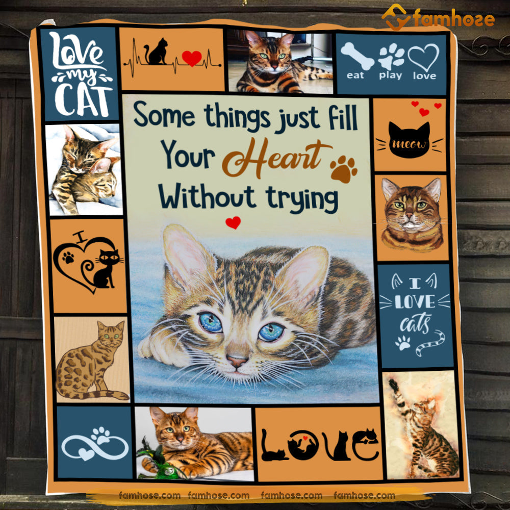 Cat Blanket, Some Things Just Fill Your Heart Without Trying Fleece Blanket - Sherpa Blanket Gift For Cat Lover, Cat Owners