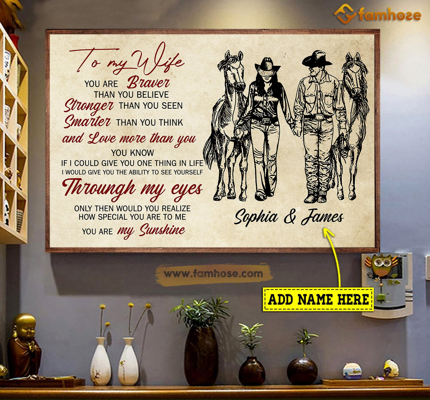 To My Wife How Special You Are To Me My Sunshine, Couple Cowboy Cowgirl Canvas Wall Art, Poster Gift For Wife From Cowboys