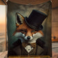 Fox Victorian Fleece Blanket, The Fox Aristocrat Woven Blanket - Sherpa Blanket Gift For Victorian Animals Lovers