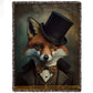 Fox Victorian Fleece Blanket, The Fox Aristocrat Woven Blanket - Sherpa Blanket Gift For Victorian Animals Lovers