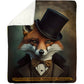 Fox Victorian Fleece Blanket, The Fox Aristocrat Woven Blanket - Sherpa Blanket Gift For Victorian Animals Lovers