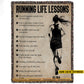 Personalized Running Fleece Blanket, Running Life Lessons Woven Blanket, Cool Sherpa Blanket Gift For Girl Runner