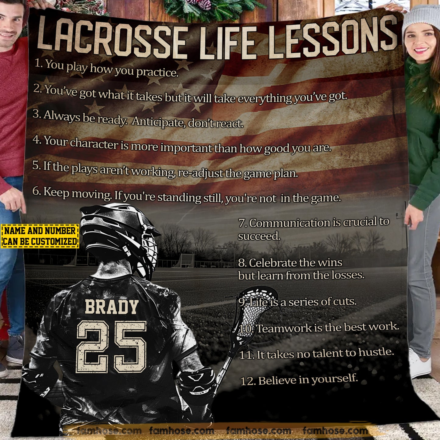 Personalized Lacrosse Boys Fleece Blanket, Lacrosse Life Lessons Sport Woven Blanket - Sherpa Blanket Gift For Lacrosse Lovers