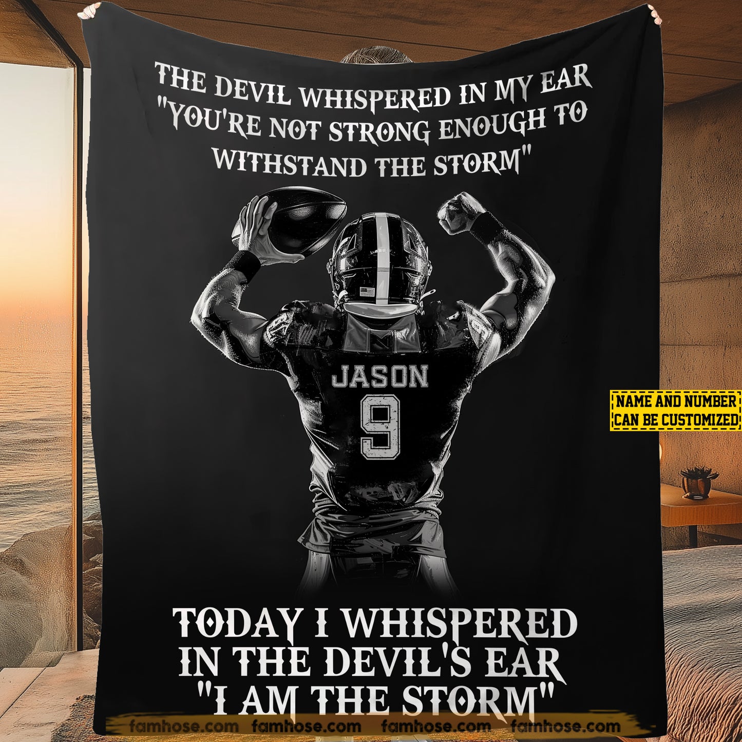 Cool Personalized Football Boys Fleece Blanket, I Am The Storm Sport Woven Blanket - Sherpa Blanket Gift For Football Lovers