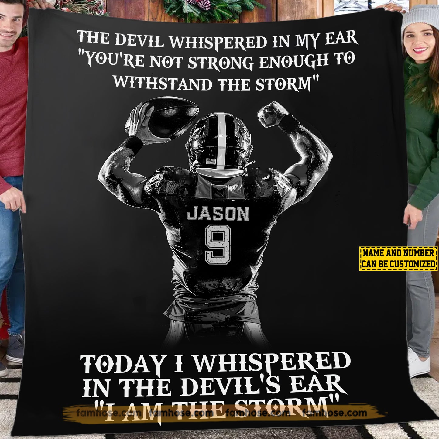 Cool Personalized Football Boys Fleece Blanket, I Am The Storm Sport Woven Blanket - Sherpa Blanket Gift For Football Lovers