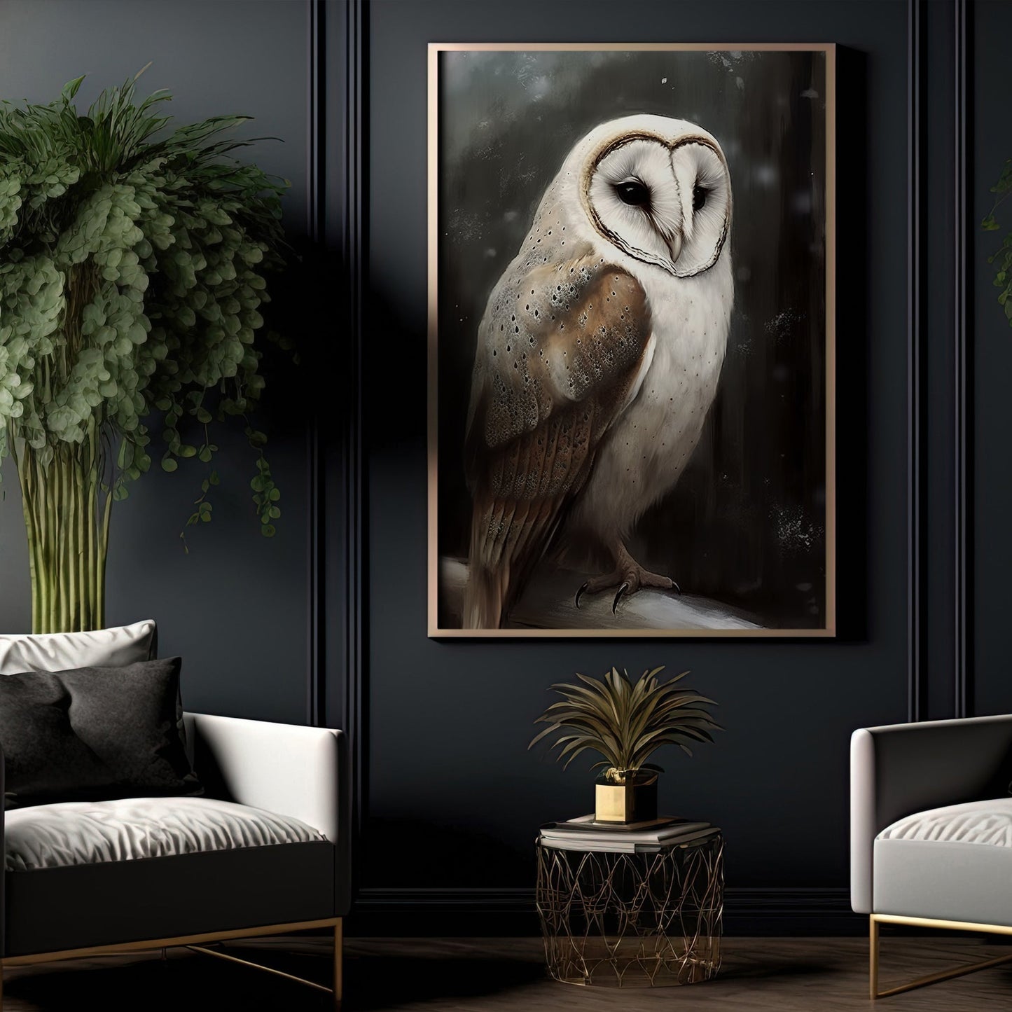 Alone Earl Owl On The Tree, Owl Canvas Painting, Wall Art Decor - Dark Academia Owl Poster Gift