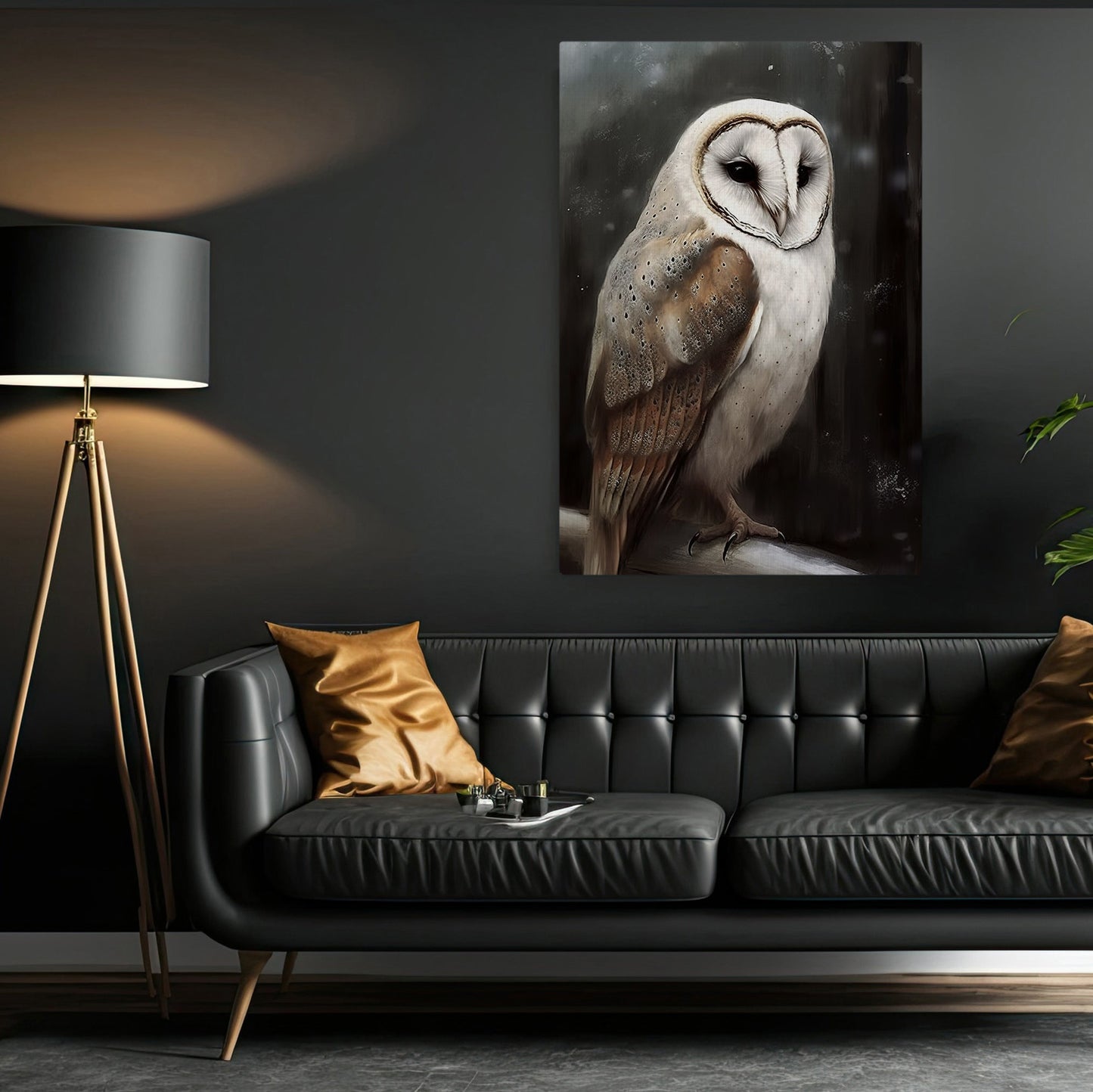 Alone Earl Owl On The Tree, Owl Canvas Painting, Wall Art Decor - Dark Academia Owl Poster Gift