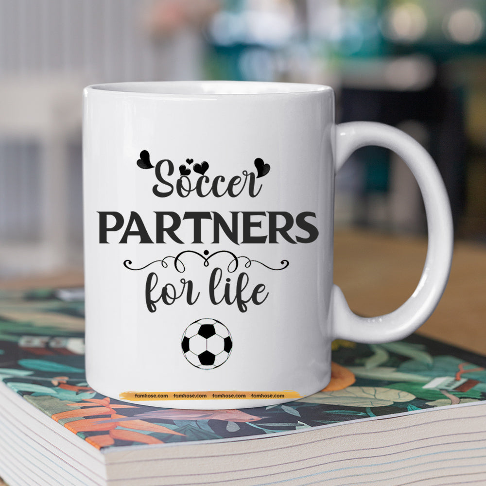 Personalized Soccer Couple Mug, Soccer Partners For Life, Best Valentine's Day Gift For Soccer-Loving Couple, Soccer Players