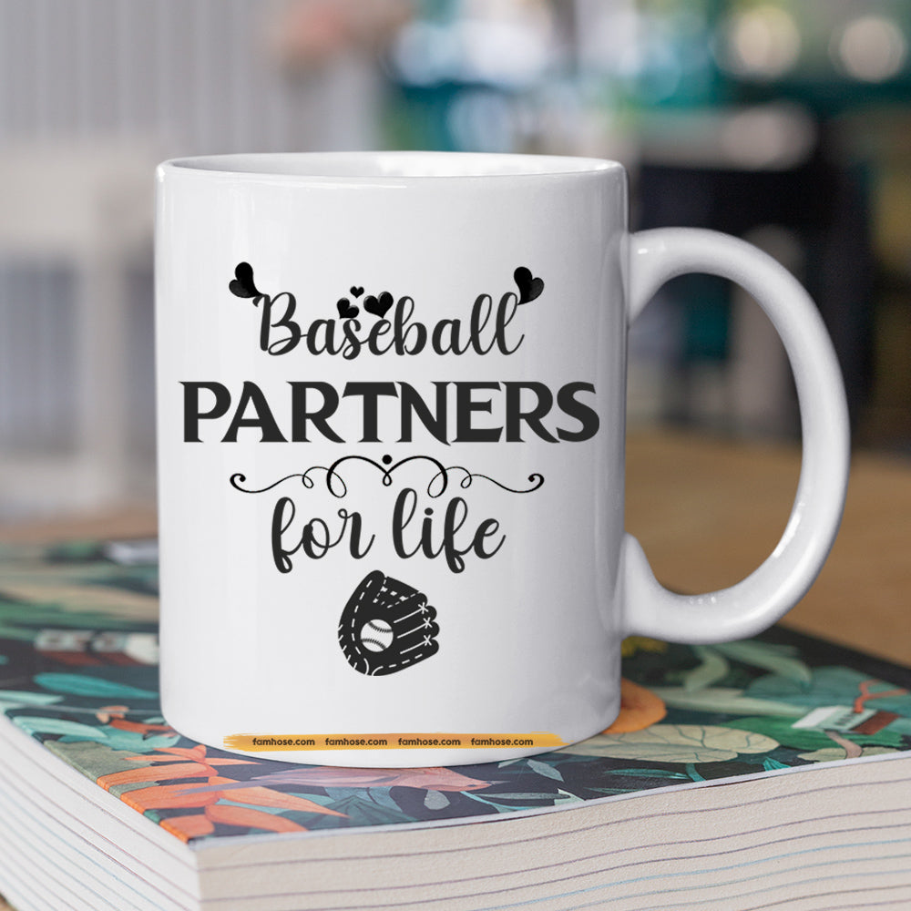 Personalized Baseball Couple Mug, Baseball Partners For Life, Best Valentine's Day Gift For Baseball-Loving Couple, Baseball Players