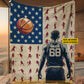 Personalized Basketball Boy Fleece Blanket, Basketball, Freedom, And The American Spirit Sport Woven Blanket - Sherpa Blanket Gift For Basketball Lovers