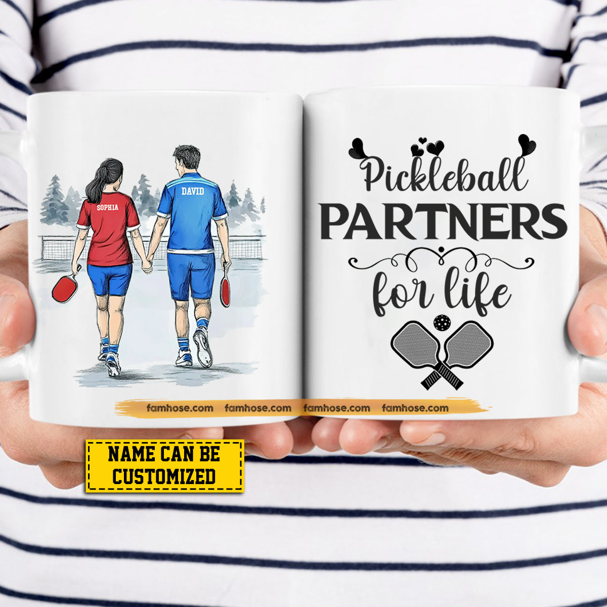 Personalized Pickleball Couple Mug, Pickleball Partners For Life, Best Valentine's Day Gift For Pickleball-Loving Couple, Pickleball Players