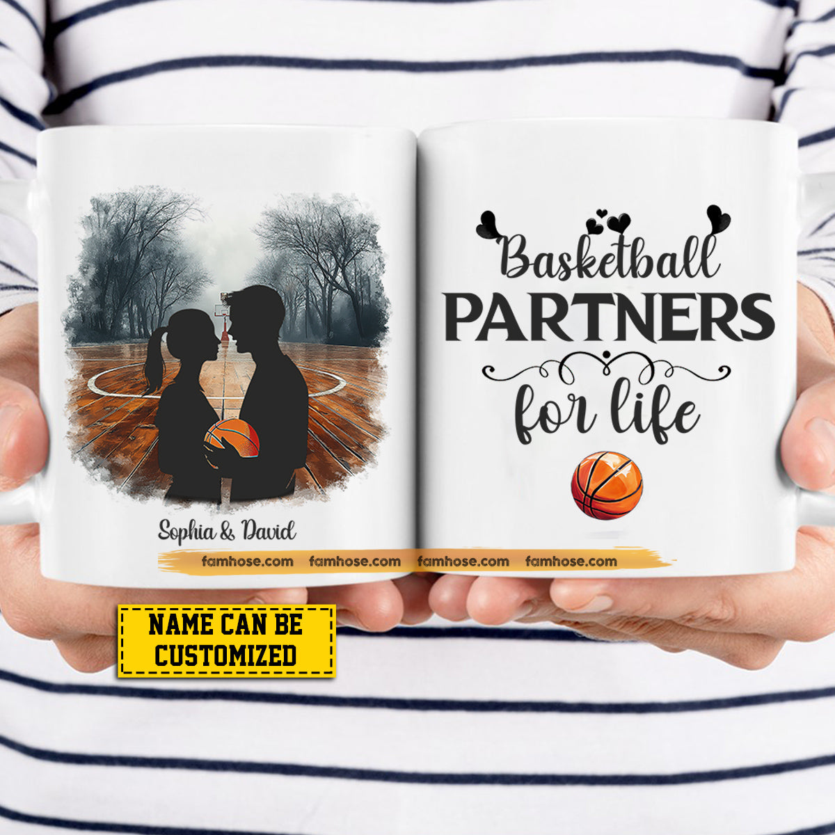 Personalized Basketball Couple Mug, Basketball Partners For Life, Best Valentine's Day Gift For Basketball-Loving Couple, Basketball Players