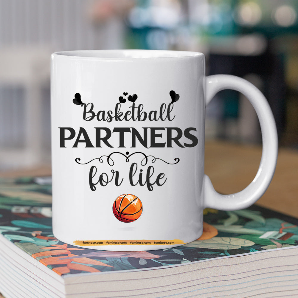 Personalized Basketball Couple Mug, Basketball Partners For Life, Best Valentine's Day Gift For Basketball-Loving Couple, Basketball Players