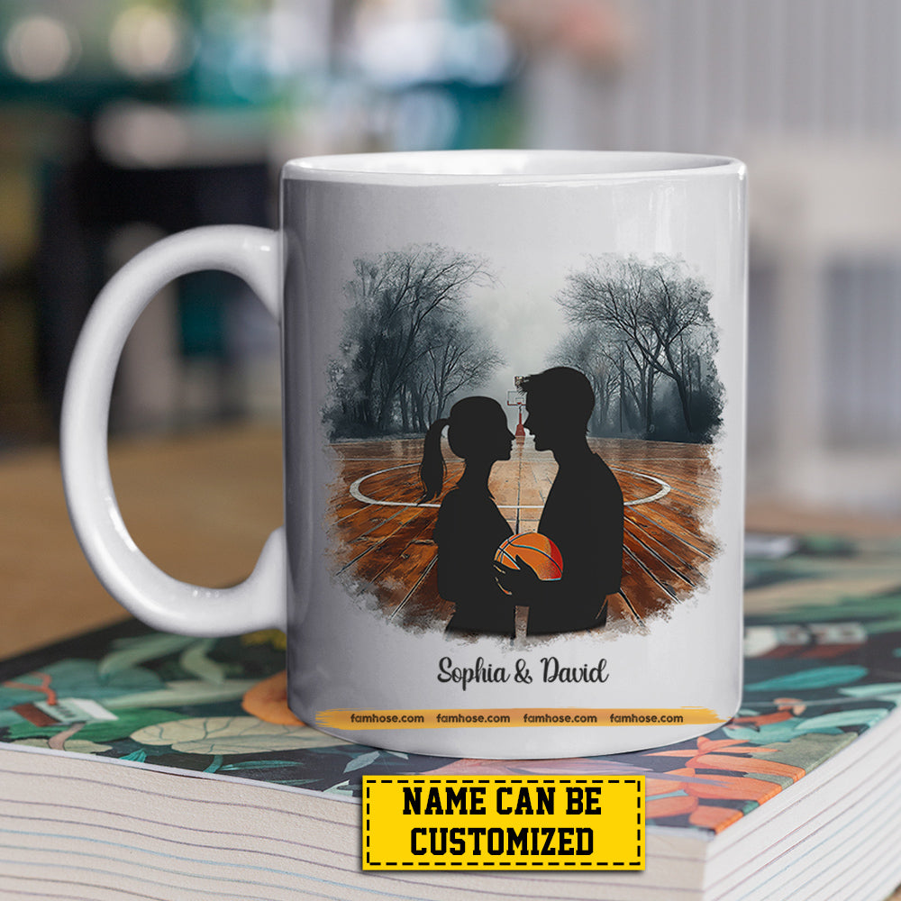 Personalized Basketball Couple Mug, Basketball Partners For Life, Best Valentine's Day Gift For Basketball-Loving Couple, Basketball Players