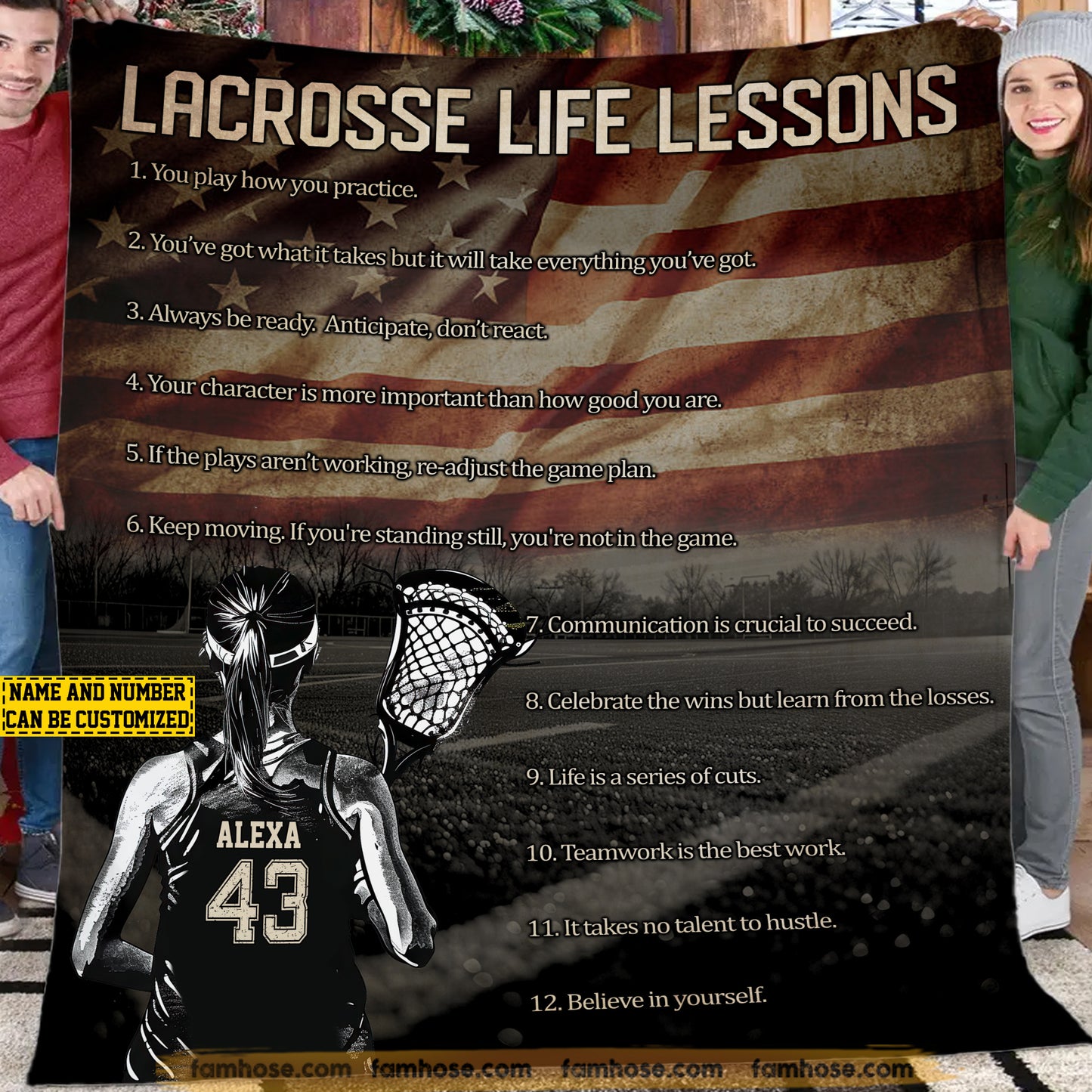 Personalized Lacrosse Girls Fleece Blanket, Lacrosse Life Lessons Sport Woven Blanket - Sherpa Blanket Gift For Lacrosse Lovers