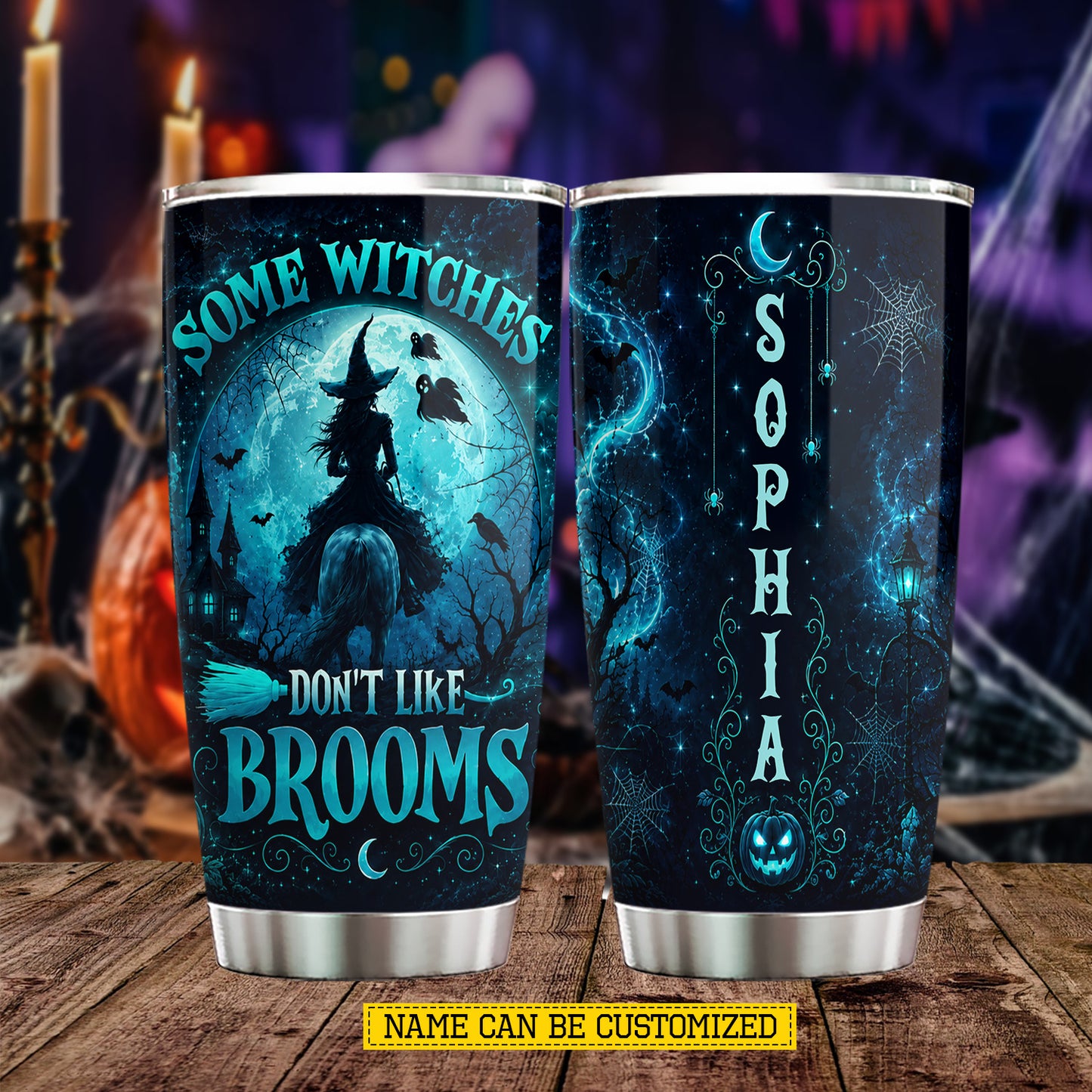 Personalized Halloween Witch Riding Horse Tumbler, Some Witches Don't Like Brooms, Spooky Season Stainless Steel Tumbler, Travel Mug Tumblers Gift For Horse Lover