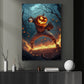 Pumpkin Pitcher, Baseball Canvas Painting, Spooky Season Wall Art Decor, Halloween Poster Gift For Baseball Lovers