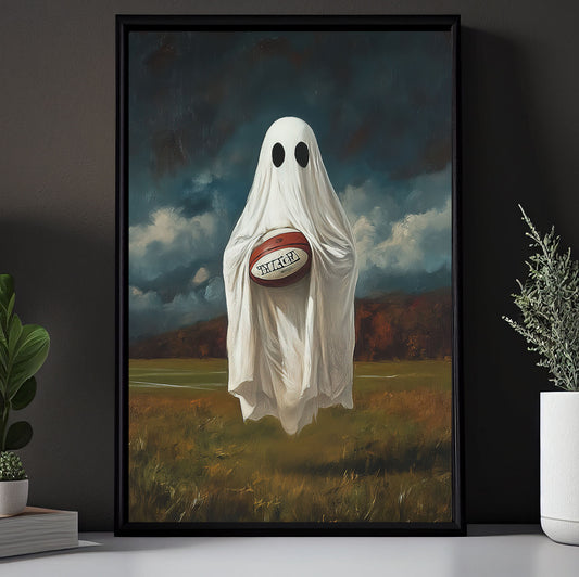 Ghostly Tackle, Rugby Canvas Painting, Spooky Season Wall Art Decor, Halloween Poster Gift For Rugby Lovers