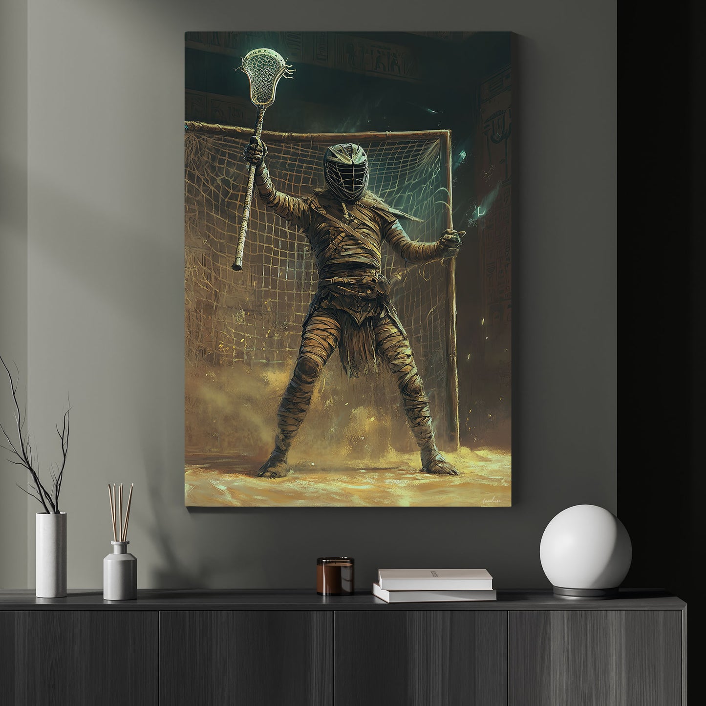 Mummy’s Midnight Pass, Lacrosse Canvas Painting, Spooky Season Wall Art Decor, Halloween Poster Gift For Lacrosse Lovers