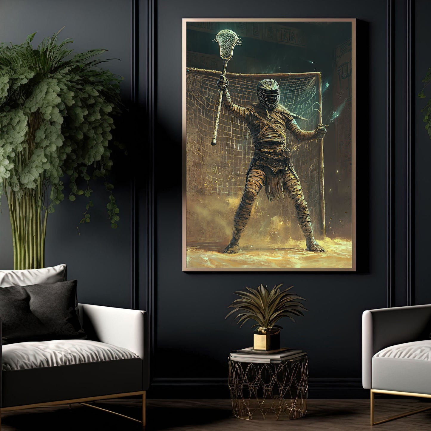 Mummy’s Midnight Pass, Lacrosse Canvas Painting, Spooky Season Wall Art Decor, Halloween Poster Gift For Lacrosse Lovers