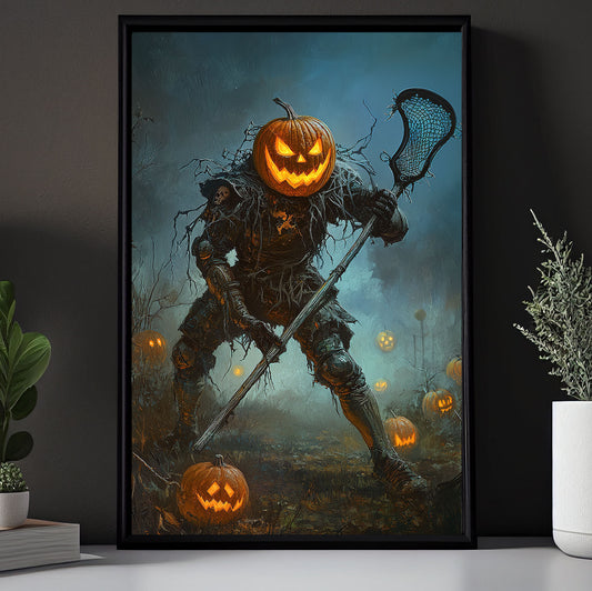 Pumpkin Smash Save, Lacrosse Canvas Painting, Spooky Season Wall Art Decor, Halloween Poster Gift For Lacrosse Lovers