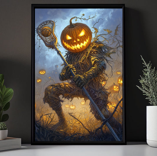 Cursed Face-Off, Lacrosse Canvas Painting, Spooky Season Wall Art Decor, Halloween Poster Gift For Lacrosse Lovers