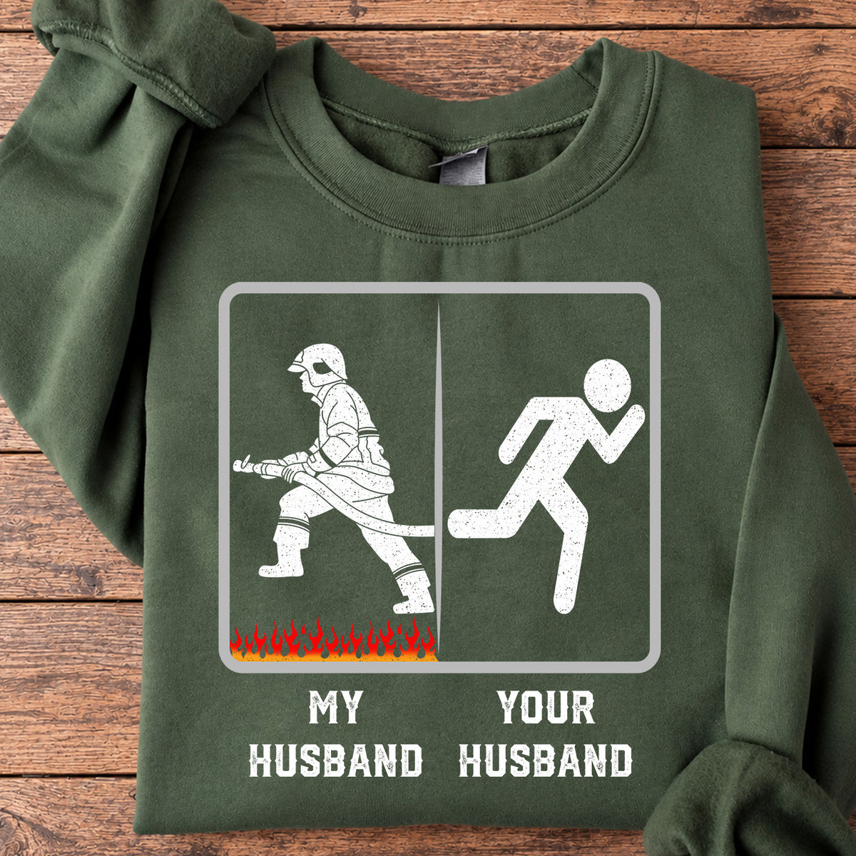 Firefighter Christmas Sweatshirt, My Husband Your Husband Crewneck Sweatshirt Gift For Firefighters