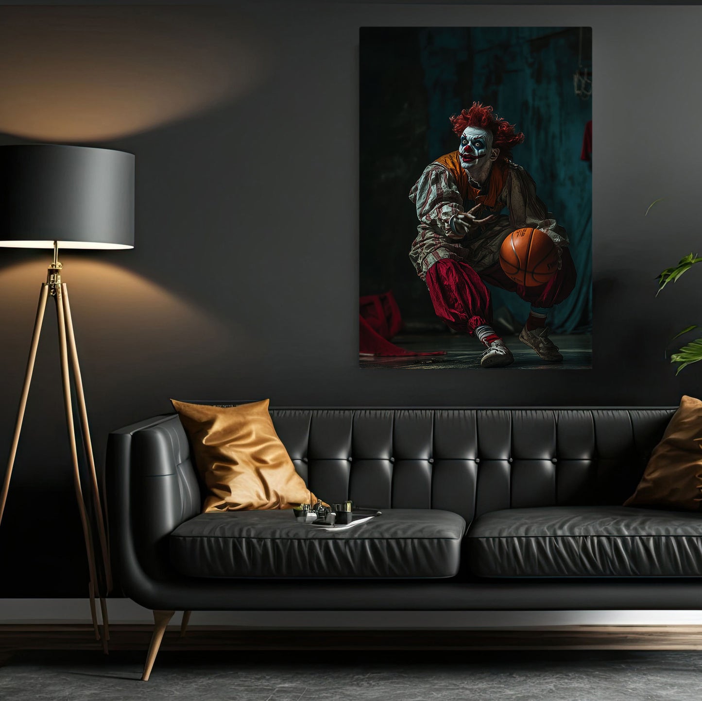 Jack-o'-Lantern’s Flickering Pass, Basketball Canvas Painting, Spooky Season Wall Art Decor, Halloween Poster Gift For Basketball Lovers