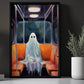 Alone Ghost In Subway Halloween Canvas Painting, Wall Art Decor - Dark Ghost Halloween Poster Gift